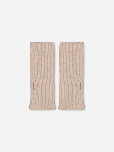 Ribbed hand warmers beige