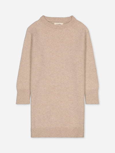 Beige sweater dress in regenerated cashmere