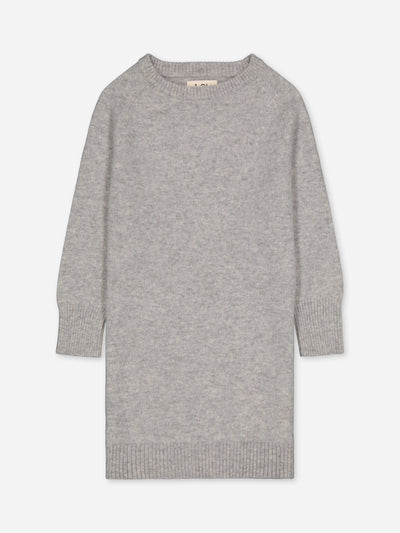 Grey sweater dress in regenerated cashmere