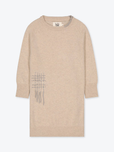 Cashmere sweater dress with hand-embroidered details